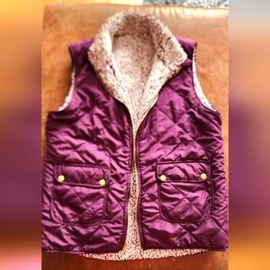 Reversible Purple Quilted Vest with Sherpa Lining